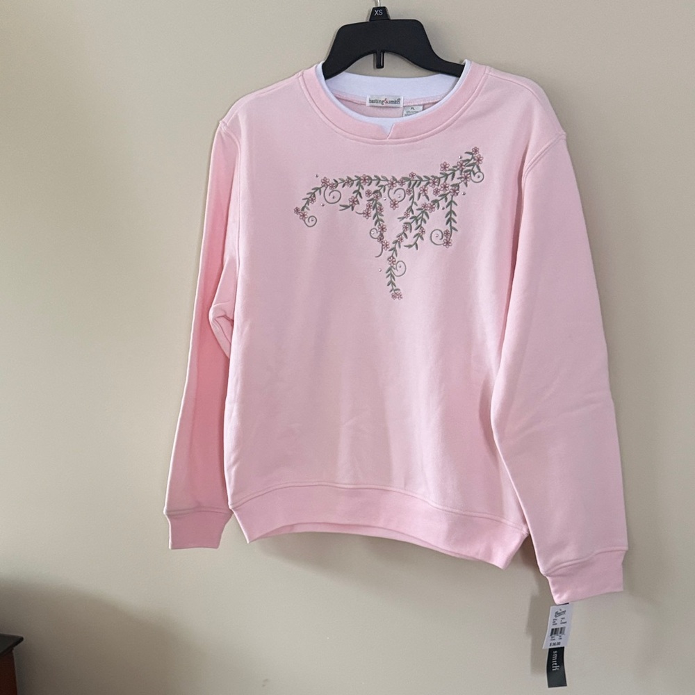 Pink Sweatshirt with Floral Design